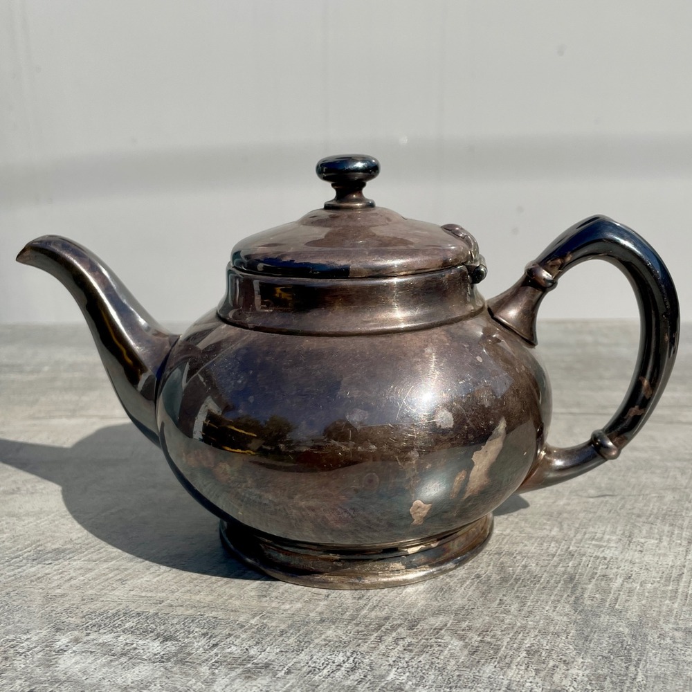 Reed & Barton Silver‎ Plated Teapot Vintage Monogrammed Tea Pot Patina